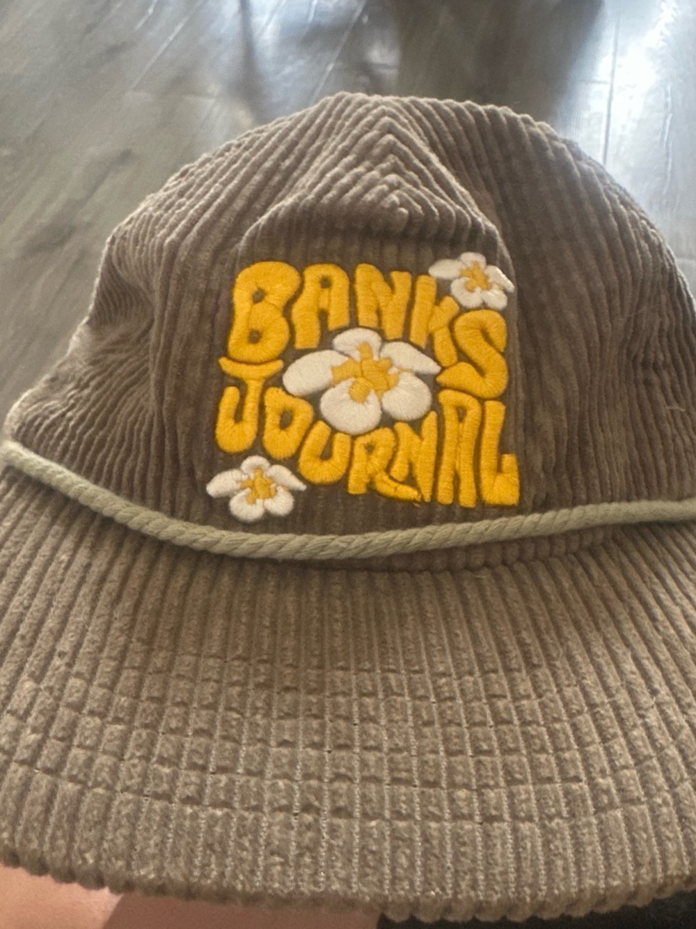 Banks Journal Men's Brown Corduroy Bucket Hat with Yellow Floral Logo